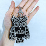 Cross-border hot-selling diamond-encrusted owl women's bag pendant fashion korean velvet hot diamond two-color diamond keychain wholesale