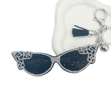 Cross-border creative glasses hot diamond keychain fashion women's diamond bag tassel pendant factory wholesale pendant