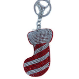 Korean velvet rhinestone christmas series: christmas stocking keychain, bag charm, car ornament - creative gift