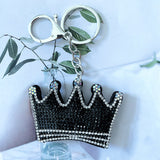 Cross-border exclusive: black crown keychain - korean velvet rhinestone bag charm, trendy waist chain accessory