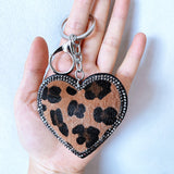 Trendy leopard print heart bag accessories for autumn and winter - korean velvet fashion keychain pendant car key chain accessories