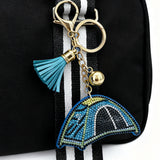 New diamond-studded tent keychain - european & american style tassel metal charm - bag decoration - cross-border hot seller