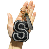 Letter bag hanging korean velvet inlaid diamond ultra-light shiny english letter keychain school bag accessories car pendant wholesale