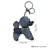 Korean velvet rhinestone black and white keychain charm - women's rhinestone bag charm, puppy keychain pendant, ultra-lightweight and wear-resistant