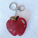 Cross-border hot-selling korean velvet diamond-encrusted red apple women's bag pendant fashion korean velvet hot diamond two-color diamond key