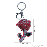 Korean velvet rhinestone rose keychain - romantic gift for couples & best friends - perfect for bags & backpacks