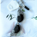 Korean velvet camellia eyeglass keychain - vintage sunglasses bag charm - artsy girl style cross-border new arrival