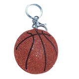 Sports-themed korean velvet hotfix rhinestone ball keychain - basketball, football, volleyball, baseball bag charm