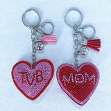 Thank you mom gift: korean velvet mum letter heart keychain - mother's day birthday gift, car accessory