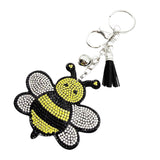 Diamond-studded bee keychain - european & american style tassel metal charm - creative bag & car accessory - cross-border hot seller