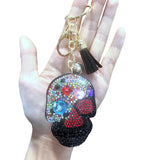 Halloween skull keychain - sparkling korean velvet diamond, sweet & cool bag charm, holiday gift keyring