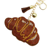 Diamond-studded croissant keychain - european & american style tassel metal charm - bag accessory - cross-border hot seller