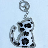 Spotted cat keychain korean velvet hot diamond cute animal key chain creative cartoon childlike fun luggage pendant wholesale