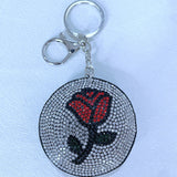 Cross-border in stock rose keychain korean velvet hot diamond bag hanger elegance romantic style key chain