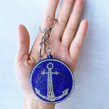 Fashion hot diamond keychain sailboat anchor luggage pendant business bag flight travel anchor anti-lost key chain