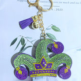 Clown hat hotfix rhinestone keychain, korean velvet christmas hat charm, party styling creative gift bag accessories