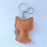 Flower cat keychain korean velvet three-color hot diamond school bag pendant colorful cat shape key ring pendant