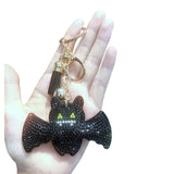 Cross-border hot-selling korean velvet diamond-encrusted keychain halloween red lip ghost bat stylish bag accessories holiday gifts