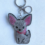 Korean velvet chihuahua bag charm - pet dog owner merchandise - dog lover keychain pendant