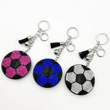 Diamond-studded football keychain - european & american style tassel metal charm - bag accessory - cross-border hot seller