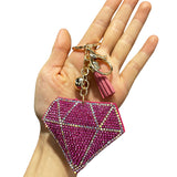 Cross-border korean velvet diamond pure color diamond keychain bag hanging car accessories fashion hot diamond luggage pendant