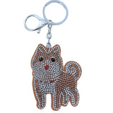 Akita inu keychain - korean velvet rhinestone embellished cute pet - warm orange tone - backpack personalized decoration