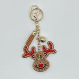 New christmas rhinestone keychain bag charm - hot selling rhinestone tassel decoration for cross-border e-commerce