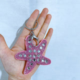 Diamond-studded velvet starfish bag charm car key anti-loss accessory korean velvet keychain wholesale cross-border hot seller