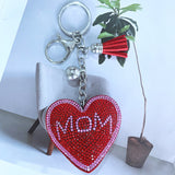 Thank you mom gift: korean velvet mum letter heart keychain - mother's day birthday gift, car accessory
