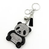 Diamond-studded panda keychain - european & american style tassel metal charm - bag accessory creative cartoon ornament