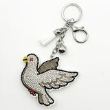Diamond-studded peace dove keychain - european & american style tassel metal charm - bag accessory - cross-border hot seller