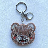 Korean velvet cute bear head keychain - adorable bear-themed bag charm - plush bear backpack accessory - luggage & bag decoration