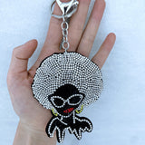 Afro girl leather diamond keychain korean velvet hot diamond stylishretrotrendy avatar box packaging decoration