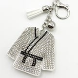 Diamond-studded suit keychain - european & american style tassel metal charm - bag accessory - cross-border hot seller
