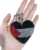 New diamond-studded korean velvet flag heart keychain pendant - women's bag & car ornament - direct from the manufacturer