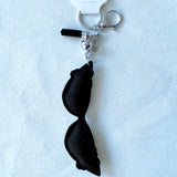 Korean velvet camellia eyeglass keychain - vintage sunglasses bag charm - artsy girl style cross-border new arrival