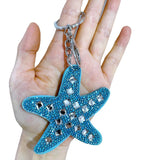 Diamond-studded velvet starfish bag charm car key anti-loss accessory korean velvet keychain wholesale cross-border hot seller